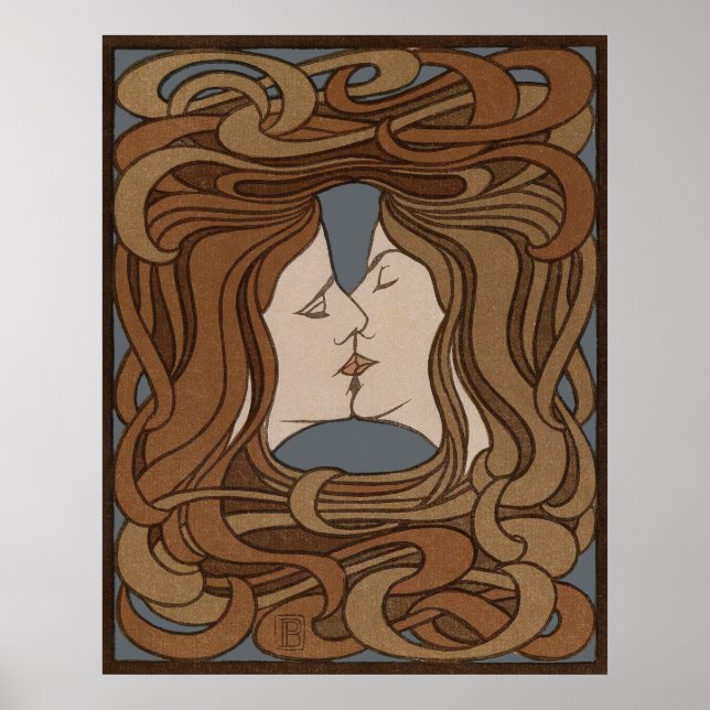 Poster Art vintage Nouveau Le Baiser (Devant)