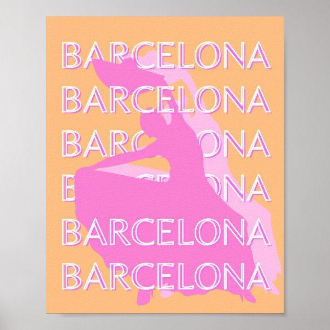 Poster Art Voyage de Barcelone, Espagne Art Voyage, Orang (Devant)
