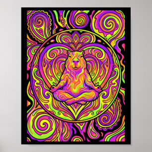 Poster Art zen tripant de méditation de yoga capyra psych