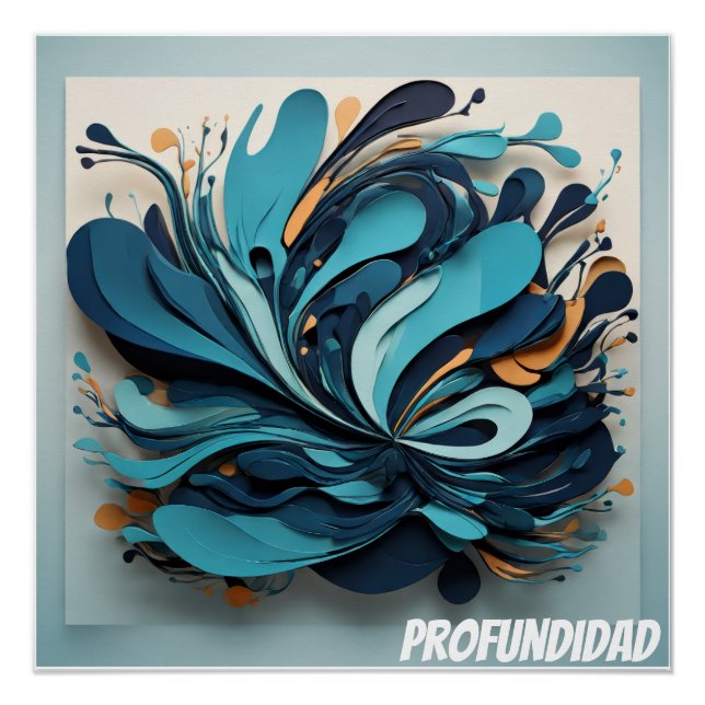 Poster Arte Abstracto Marino Profundidad Azul (Devant)