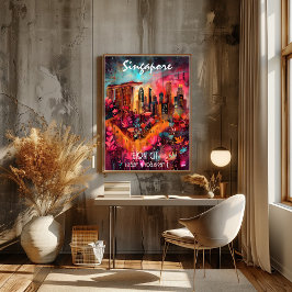 Poster Arte Contemporáneo en Colores Vibrantes - Singapur