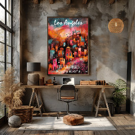 Poster Arte Contemporáneo Los Ángeles en Colores Vibrante