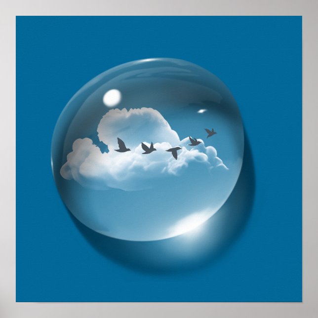 Poster Arte moderne Cloudscape Cascade bleue Minimal (Devant)