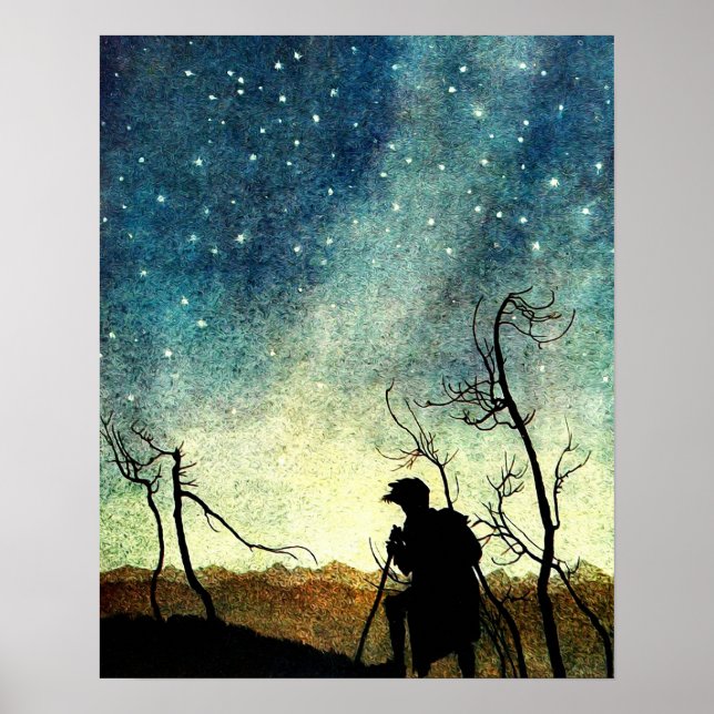 Poster Arthur Rackham Illustration Comus Starry Night (Devant)