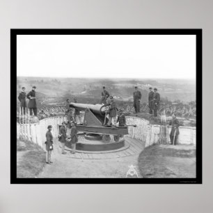 Poster Artillerie géante et officiers à Washington 1865