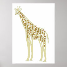 Artiste Africain Giraffe Arbre Feuille Thème de la