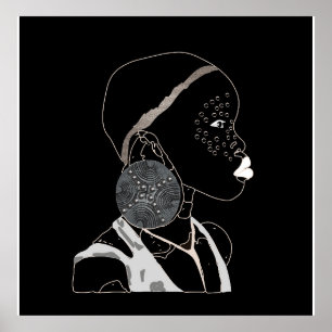 Poster Artiste africaine noire et blanche