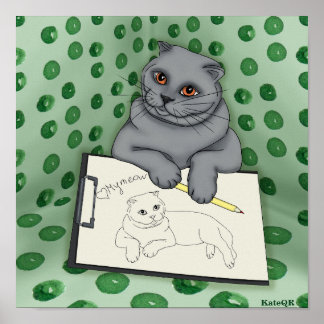 Poster Artiste de chat. Mon meow