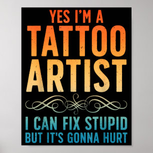 Poster Artiste de tatouage drôle d'art pour hommes femmes