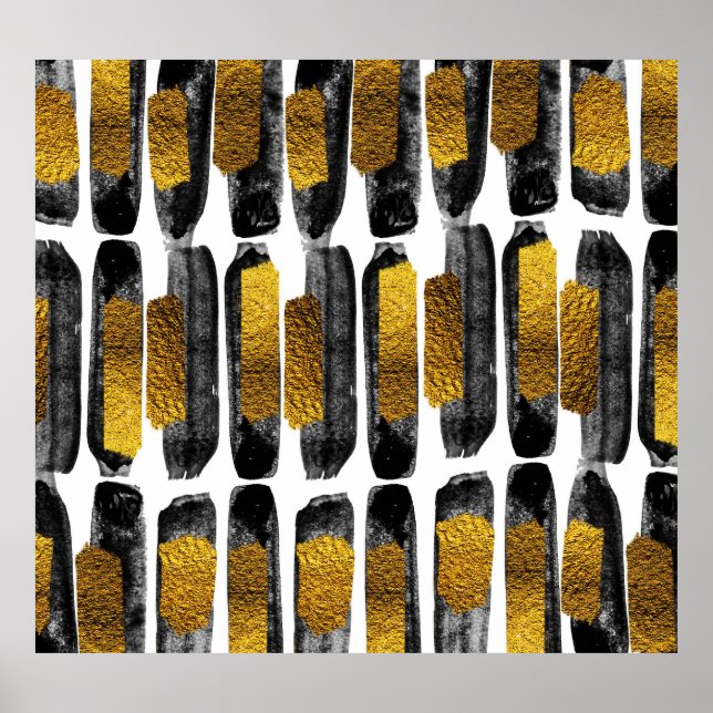 Poster Artiste dorée : Noir & Or Abstrait (Devant)