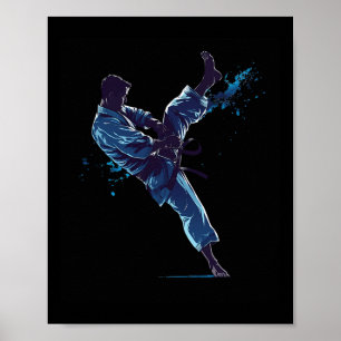 Poster Artiste martial dynamique coup de pied de karaté
