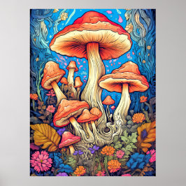 Poster Artiste Wild Psychedelic Mushroom Art