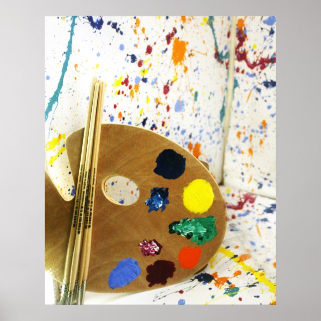 Poster Artistes Peinture Splatter et Palette de Peinture (Devant)