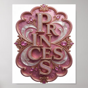 Poster Artistic Gold PRINCESSES Texte Art 3D