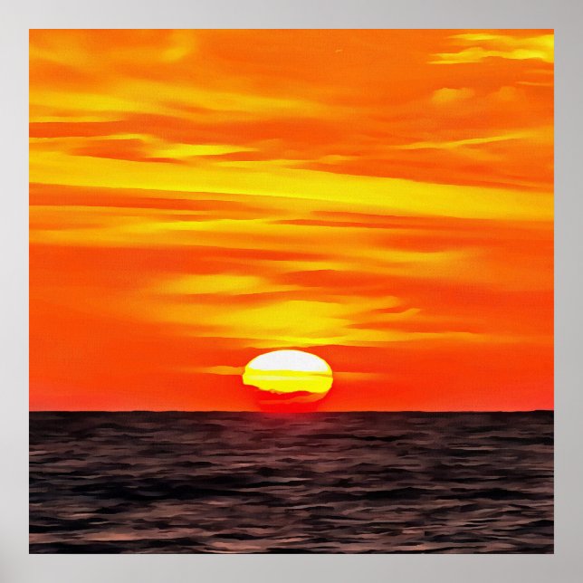 Poster Artistic Orange Aegean Sunset Akyaka (Devant)