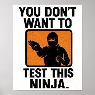Poster Arts Martiaux Boxe Ninja Danger Pochoir Graphique