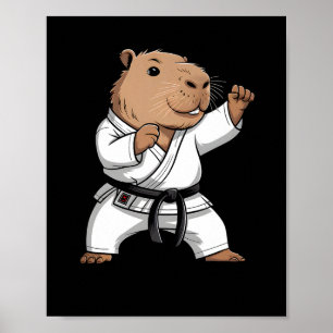 Poster Arts Martiaux Capyra Funny Karate Taekwondo Jiu Ji