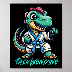 Poster Arts martiaux drôles de karaté Taekwondo Dino Anim