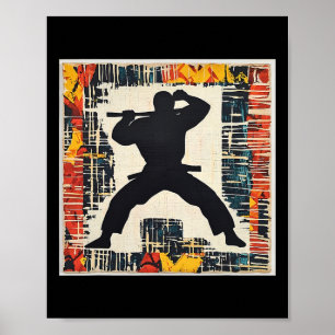 Poster Arts martiaux Silhouette Abstraite