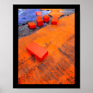 Poster Arts Plastiques Orange Et Bleu Abstraits