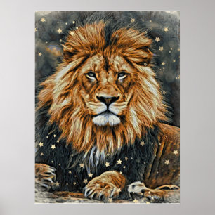 Poster *~* Artsy AP23 Artistic Celestial LION BOLD Postc