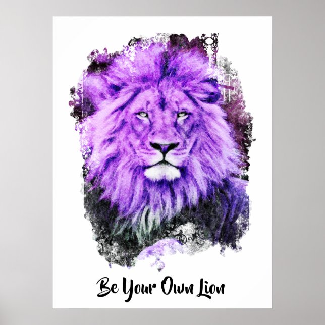 Poster *~* Artsy AP23 Peinture Artistique Violet LION (Devant)