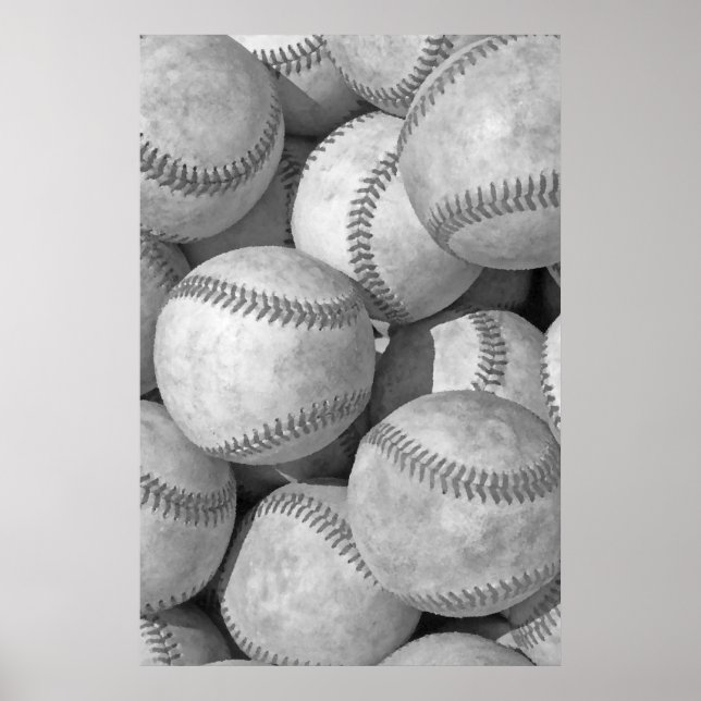 Poster Artwork unique de baseball noir et blanc (Devant)