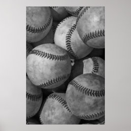 Poster Artwork unique de baseball noir et blanc
