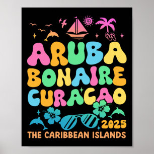 Poster Aruba Bonaire Curacao 2025 Île Caraibes Trave