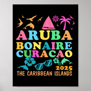 Poster Aruba Bonaire Curaçao 2025 Île Voyage Caribéen