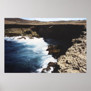 Poster Aruba Océan Se Brisant Sur Les Roches