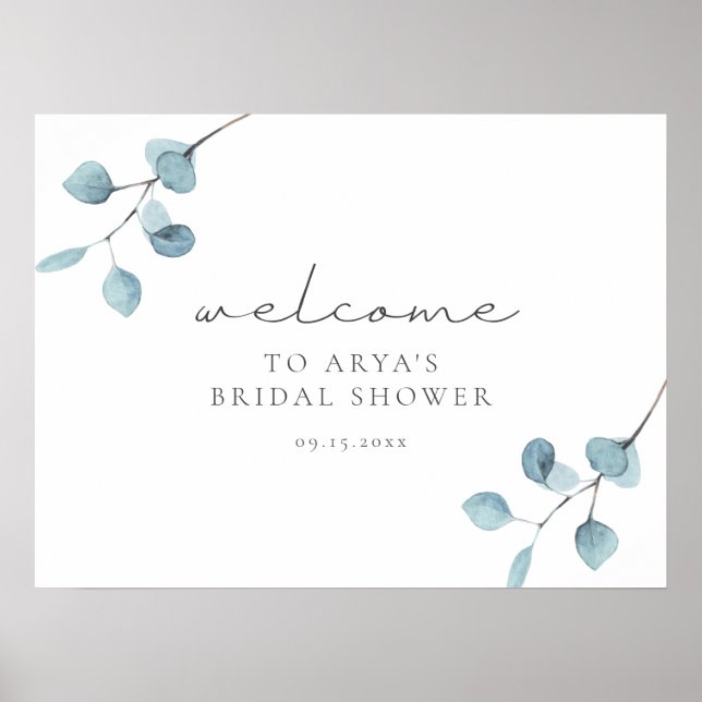 Poster ARYA Eucalyptus Fête des mariées verte Bienvenue P (Devant)