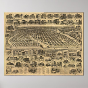 Poster Asbury Park New Jersey 1897 Carte panoramique anti