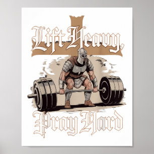 Poster Ascenseur Lourd Prière Dur Christian Warrior Gym e
