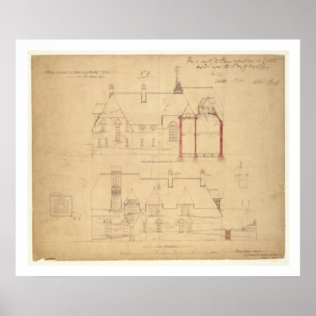 Poster Ascenseurs pour The Red House, Bexley Heath (stylo (Devant)