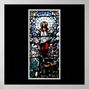 Poster Ascension de fenêtre en verre teinté de Jésus