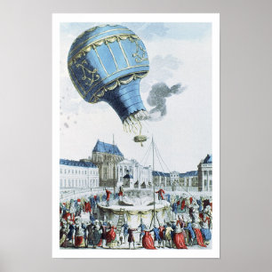 Poster Ascension des frères Montgolfier montgolfière mont