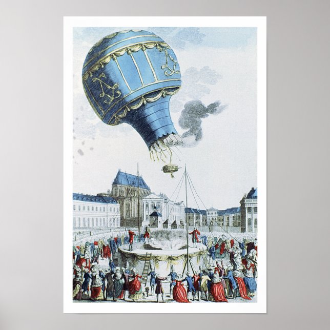 Poster Ascension des frères Montgolfier montgolfière mont (Devant)