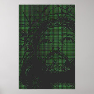 Poster ASCII Art Jésus Couronne d'Épines Jean 19:30
