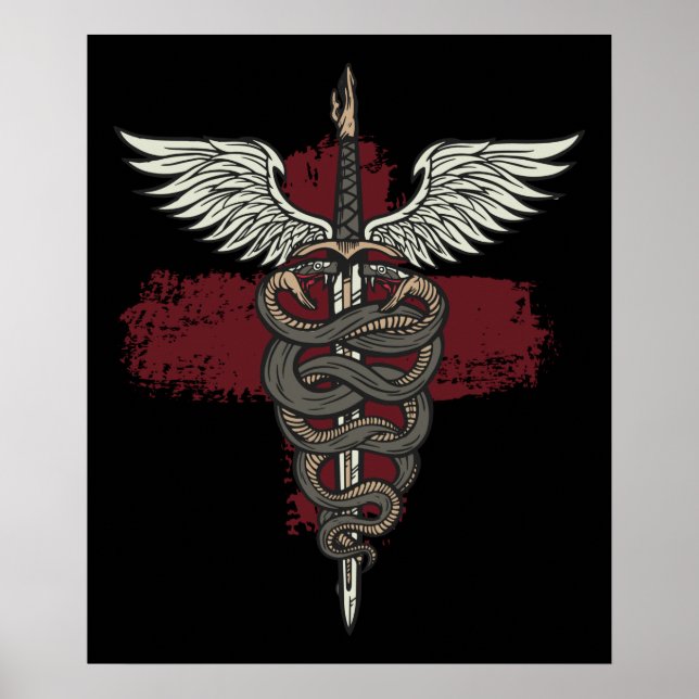 Poster Asclepius Grecque Mythologie Médecine Dieu Serpent (Devant)