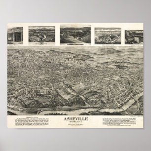 Poster Asheville, Caroline du Nord, Mur historique