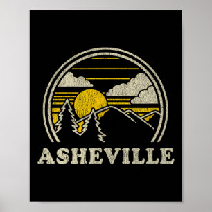 Poster Asheville Caroline du Nord Nc T Shirt Randonnée Vi