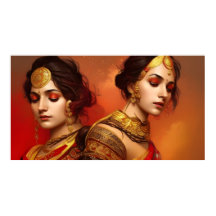 Asiatique Indienne 2 coloré rouge or