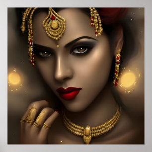 Poster Asiatique Indienne glamouruse Femme Étonnante Bijo