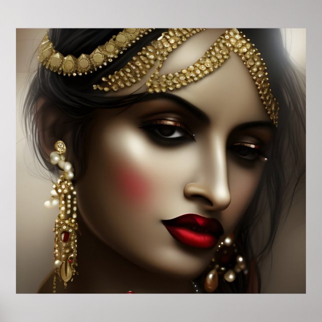 Poster Asiatique Indienne Red Lips or glamour (Devant)