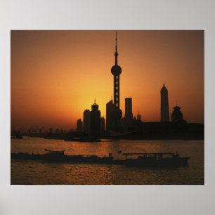 Poster ASIE, Chine, Shanghai Vue de la tour de télévision