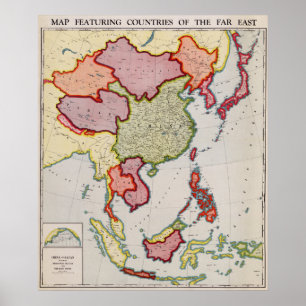 Poster Asie de l'EstCarte panoramiqueAsie de l'Est