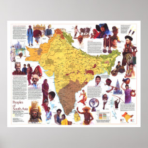 Poster " Asie du Sud : carte des peuples et de la culture