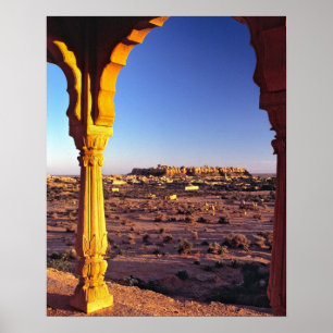 Poster Asie, Inde, Rajasthan, Jaisalmer. La vue depuis