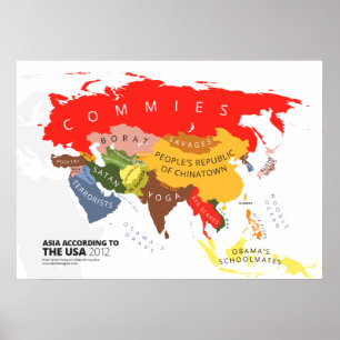 Poster Asie Selon les Etats-Unis